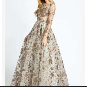Mac Duggal 20123D Embroidered Evening Dress Bronze